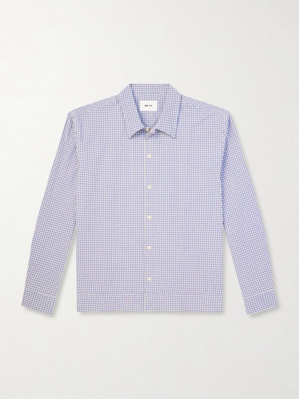 Reed 50057 Checked Organic Cotton-Blend Seersucker Shirt Reed 50057 Checked Organic Cotton-Blend Seersucker Shirt