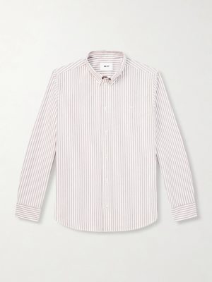 Colby 5910 Button-Down Collar Logo-Embroidered Striped Organic Cotton Shirt Colby 5910 Button-Down Collar Logo-Embroidered Striped Organic Cotton Shirt