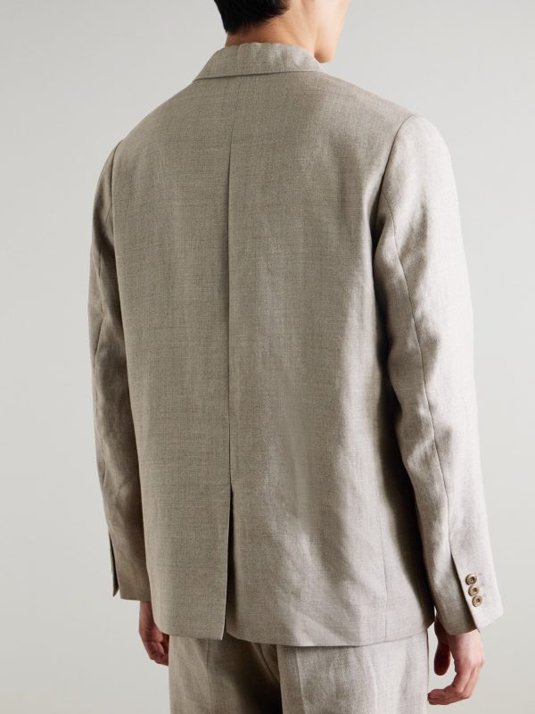 Jordin 10027 Double-Breasted Linen and Wool-Blend Suit Jacket - BK Jordin 10027 Double-Breasted Linen and Wool-Blend Suit Jacket - BK