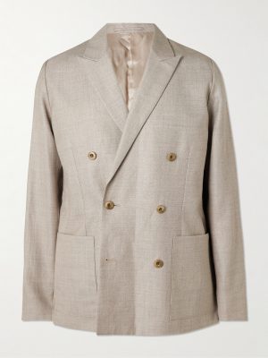 Jordin 10027 Double-Breasted Linen and Wool-Blend Suit Jacket Jordin 10027 Double-Breasted Linen and Wool-Blend Suit Jacket