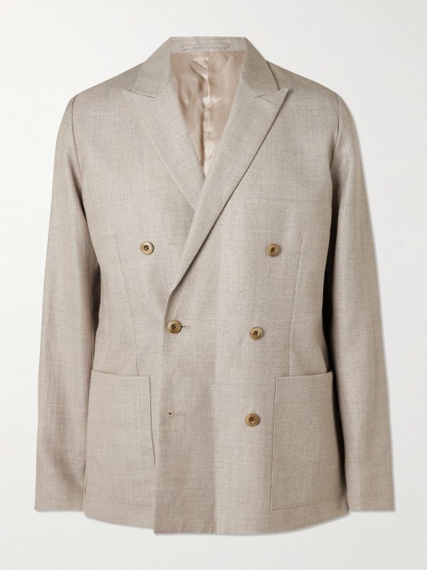 Jordin 10027 Double-Breasted Linen and Wool-Blend Suit Jacket Jordin 10027 Double-Breasted Linen and Wool-Blend Suit Jacket