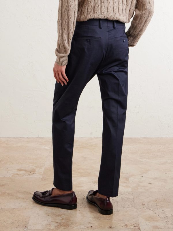 Tapered Pleated Organic Cotton-Blend Twill Trousers - BK Tapered Pleated Organic Cotton-Blend Twill Trousers - BK