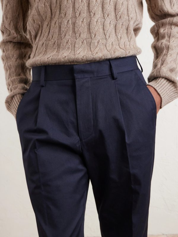 Tapered Pleated Organic Cotton-Blend Twill Trousers - CU Tapered Pleated Organic Cotton-Blend Twill Trousers - CU