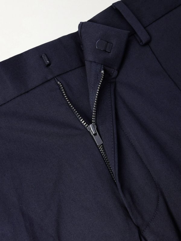 Tapered Pleated Organic Cotton-Blend Twill Trousers - E1 Tapered Pleated Organic Cotton-Blend Twill Trousers - E1