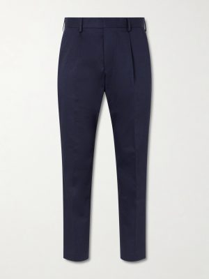 Tapered Pleated Organic Cotton-Blend Twill Trousers Tapered Pleated Organic Cotton-Blend Twill Trousers