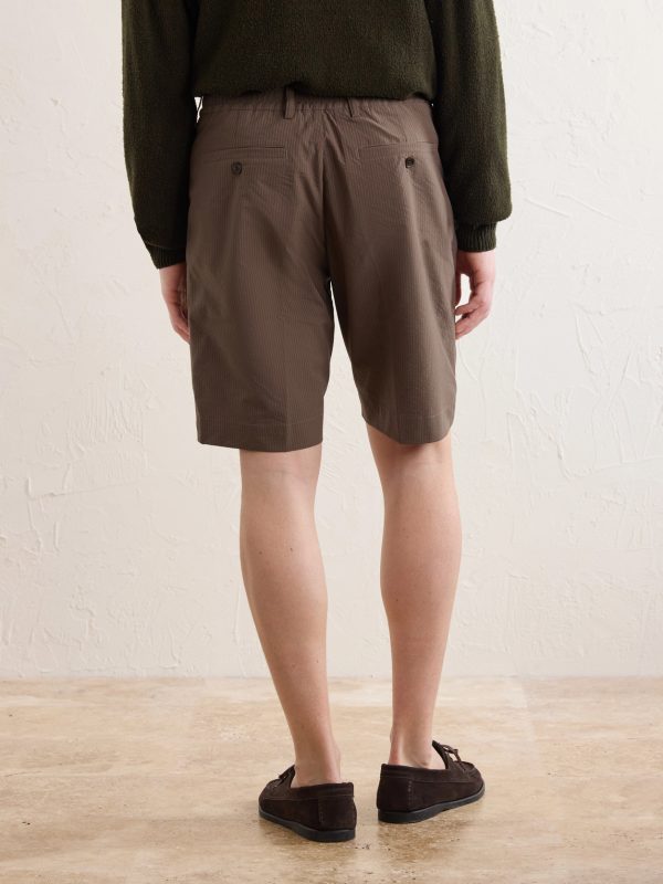 Billie Straight-Leg Striped Seersucker Shorts - BK Billie Straight-Leg Striped Seersucker Shorts - BK