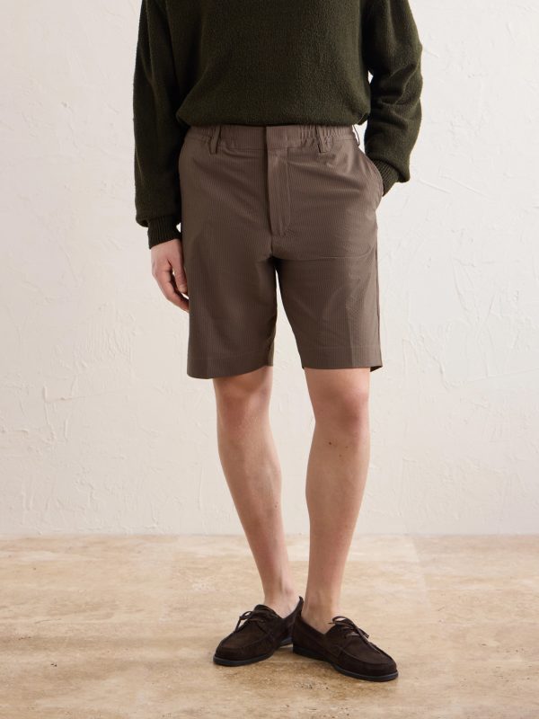 Billie Straight-Leg Striped Seersucker Shorts - FR Billie Straight-Leg Striped Seersucker Shorts - FR