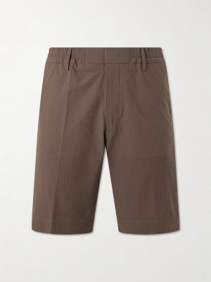 Billie Straight-Leg Striped Seersucker Shorts Billie Straight-Leg Striped Seersucker Shorts