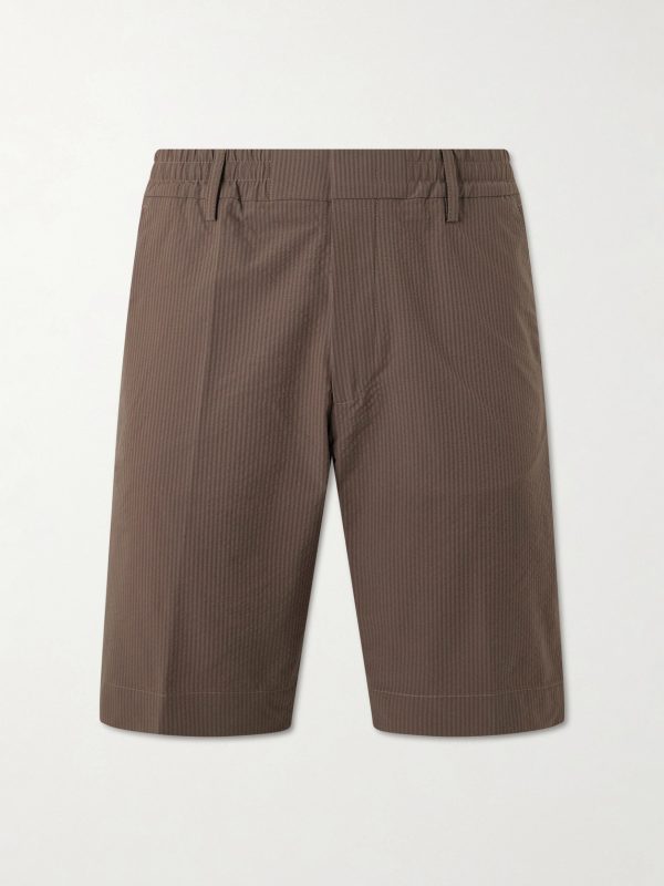 Billie Straight-Leg Striped Seersucker Shorts Billie Straight-Leg Striped Seersucker Shorts
