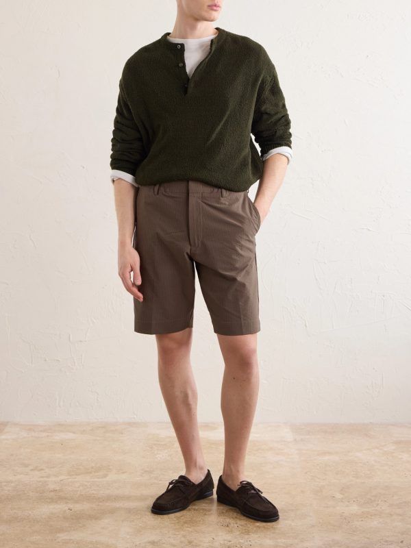 Billie Straight-Leg Striped Seersucker Shorts - OU Billie Straight-Leg Striped Seersucker Shorts - OU