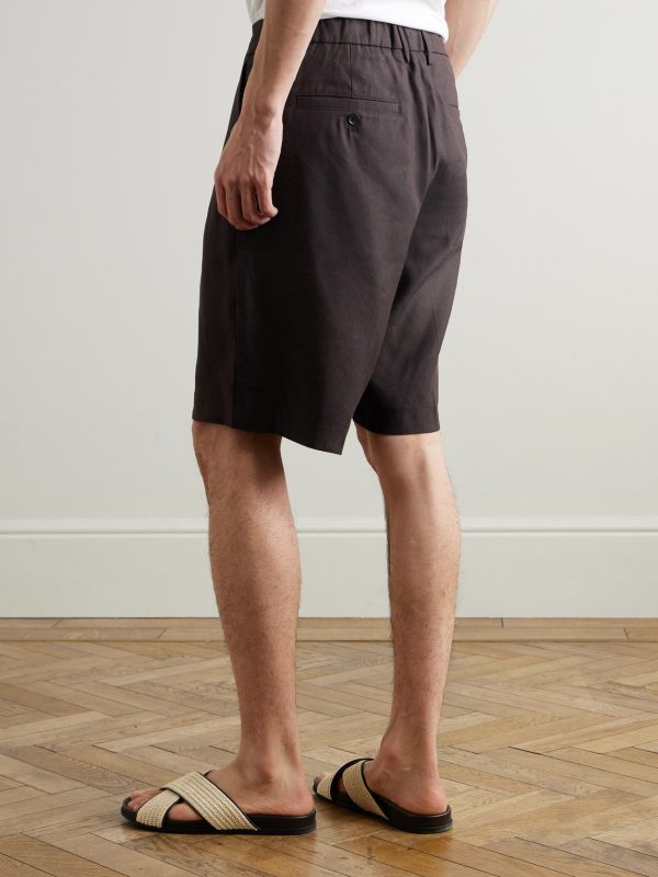 Kay 1808 Straight-Leg Pleated LENZING™ ECOVERO™, Cotton and Linen-Blend Shorts - BK Kay 1808 Straight-Leg Pleated LENZING™ ECOVERO™, Cotton and Linen-Blend Shorts - BK