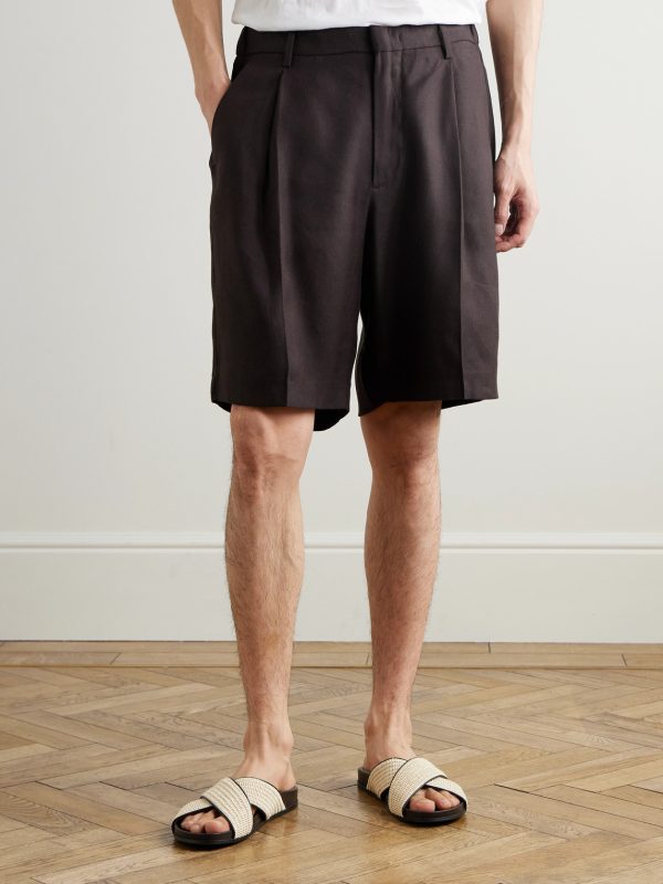Kay 1808 Straight-Leg Pleated LENZING™ ECOVERO™, Cotton and Linen-Blend Shorts - FR Kay 1808 Straight-Leg Pleated LENZING™ ECOVERO™, Cotton and Linen-Blend Shorts - FR