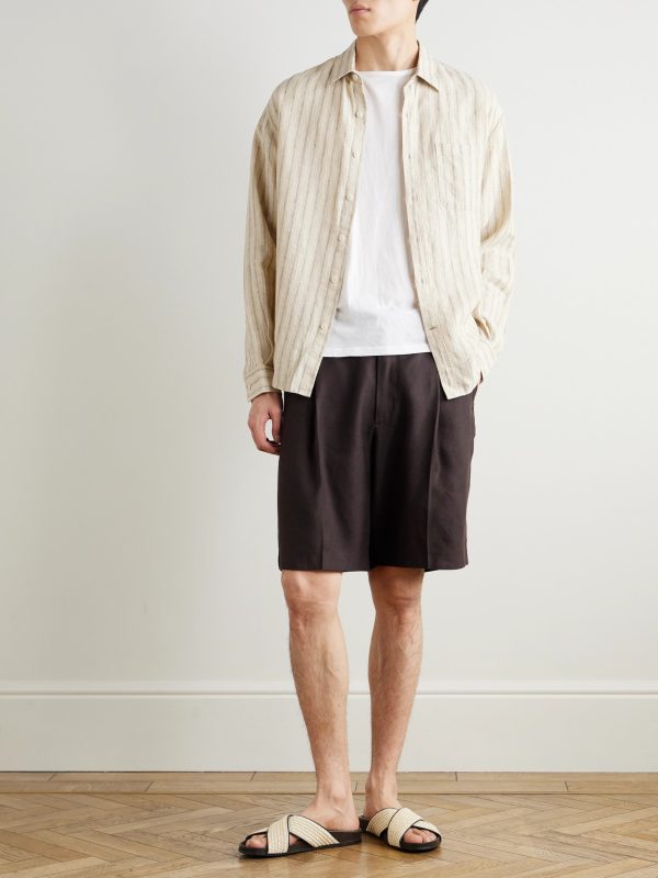 Kay 1808 Straight-Leg Pleated LENZING™ ECOVERO™, Cotton and Linen-Blend Shorts - OU Kay 1808 Straight-Leg Pleated LENZING™ ECOVERO™, Cotton and Linen-Blend Shorts - OU