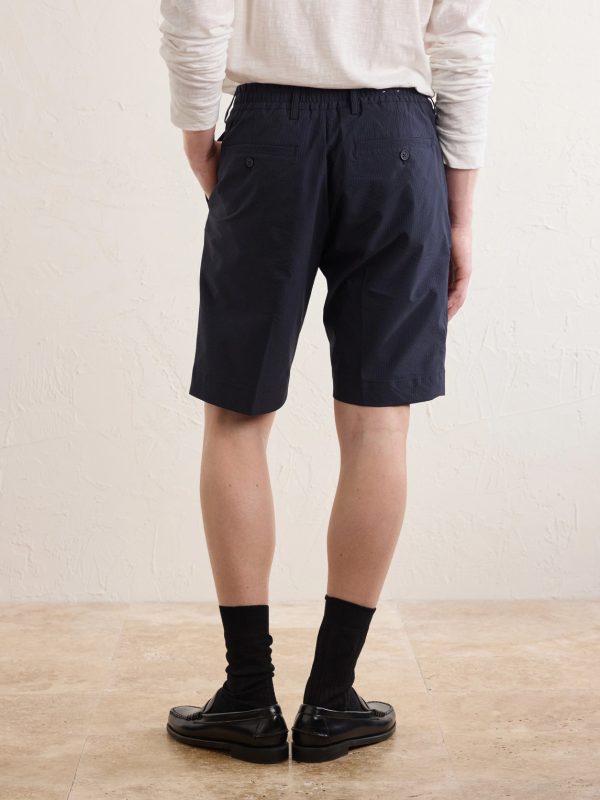 Billie Straight-Leg Striped Seersucker Shorts - BK Billie Straight-Leg Striped Seersucker Shorts - BK