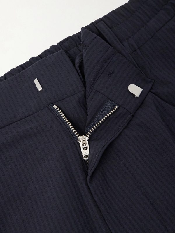 Billie Straight-Leg Striped Seersucker Shorts - CU Billie Straight-Leg Striped Seersucker Shorts - CU