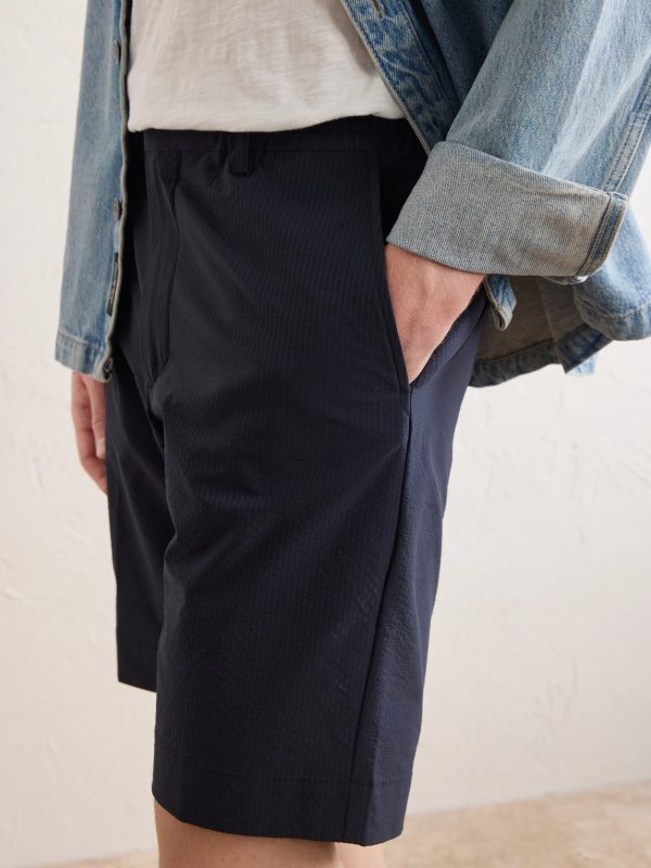 Billie Straight-Leg Striped Seersucker Shorts - E1 Billie Straight-Leg Striped Seersucker Shorts - E1