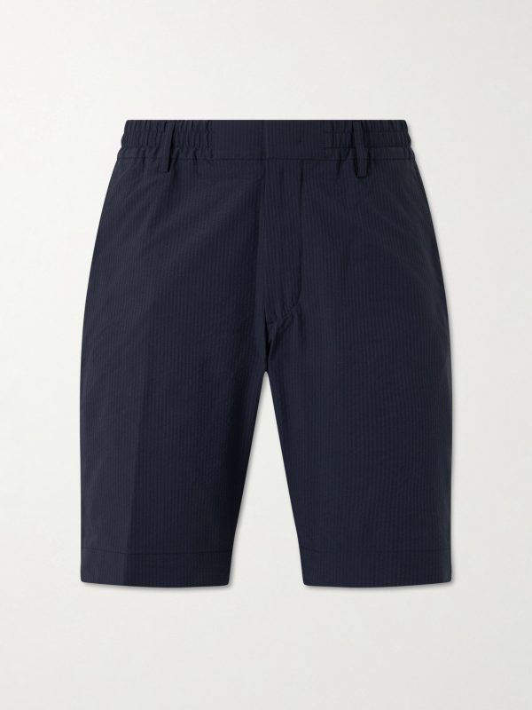 Billie Straight-Leg Striped Seersucker Shorts Billie Straight-Leg Striped Seersucker Shorts