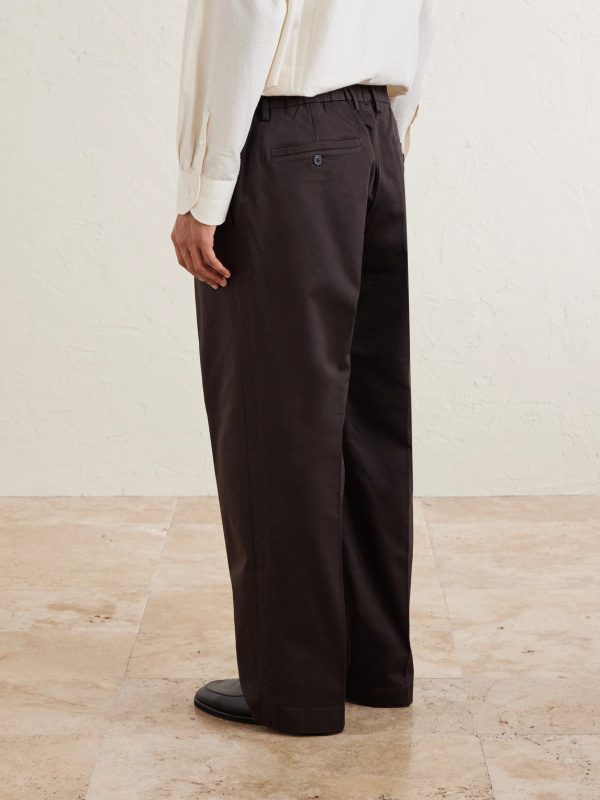 Kay 1420 Wide-Leg Pleated Organic Cotton-Blend Twill Trousers - BK Kay 1420 Wide-Leg Pleated Organic Cotton-Blend Twill Trousers - BK