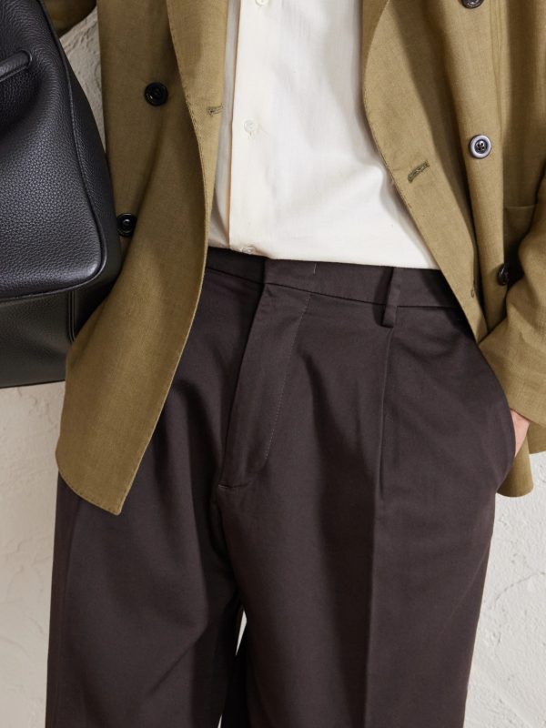 Kay 1420 Wide-Leg Pleated Organic Cotton-Blend Twill Trousers - CU Kay 1420 Wide-Leg Pleated Organic Cotton-Blend Twill Trousers - CU