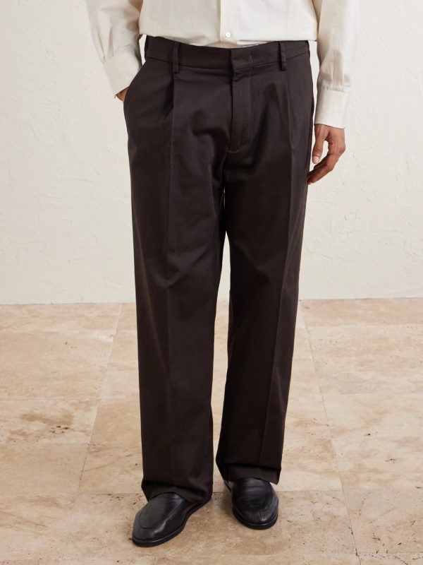 Kay 1420 Wide-Leg Pleated Organic Cotton-Blend Twill Trousers - FR Kay 1420 Wide-Leg Pleated Organic Cotton-Blend Twill Trousers - FR