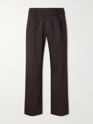 Kay 1420 Wide-Leg Pleated Organic Cotton-Blend Twill Trousers Kay 1420 Wide-Leg Pleated Organic Cotton-Blend Twill Trousers