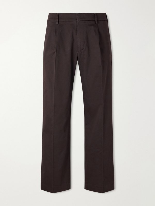 Kay 1420 Wide-Leg Pleated Organic Cotton-Blend Twill Trousers Kay 1420 Wide-Leg Pleated Organic Cotton-Blend Twill Trousers