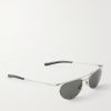 Oval-Frame Silver-Tone Sunglasses - FR