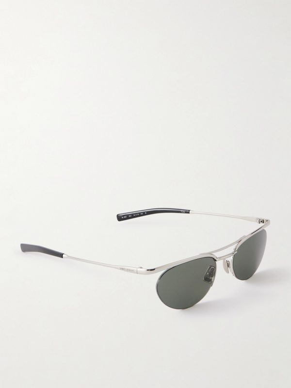 Oval-Frame Silver-Tone Sunglasses - FR