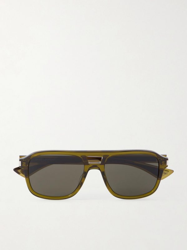 Aviator-Style Silver-Tone and Acetate Sunglasses Aviator-Style Silver-Tone and Acetate Sunglasses