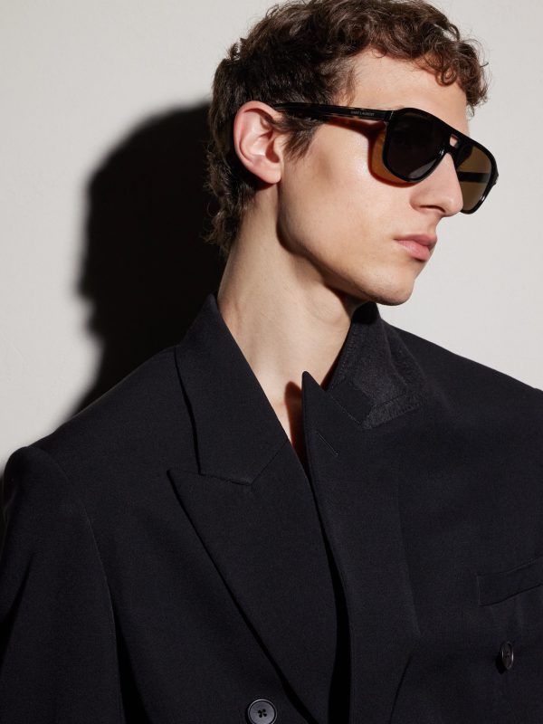 Aviator-Style Tortoiseshell Acetate Sunglasses - BK