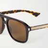Aviator-Style Tortoiseshell Acetate Sunglasses - CU