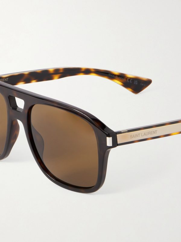 Aviator-Style Tortoiseshell Acetate Sunglasses - CU