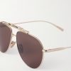 Bamboo Aviator-Style Gold-Tone Sunglasses - CU Bamboo Aviator-Style Gold-Tone Sunglasses - CU
