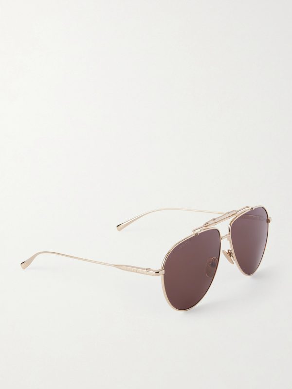 Bamboo Aviator-Style Gold-Tone Sunglasses - FR Bamboo Aviator-Style Gold-Tone Sunglasses - FR