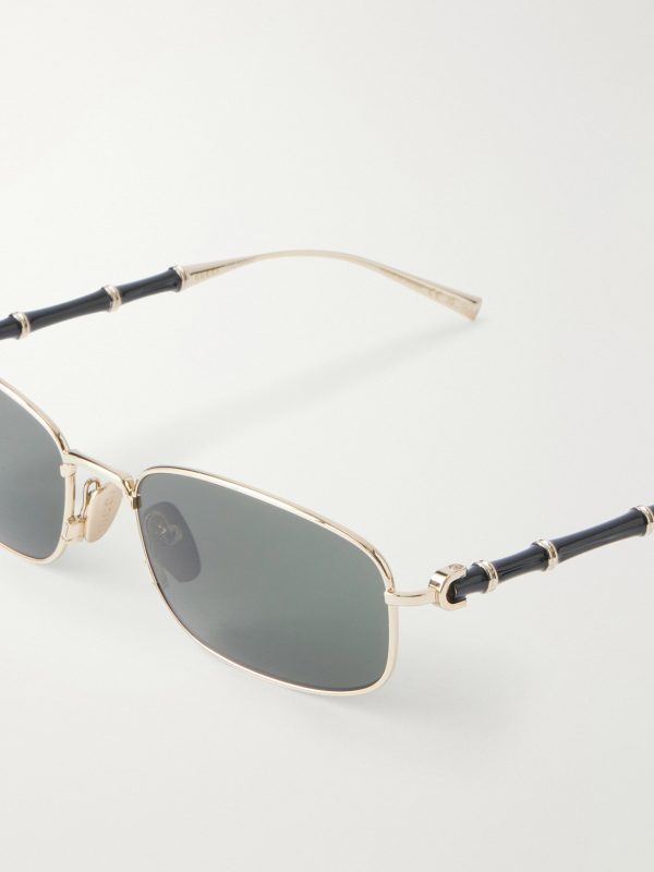 Bamboo Square-Frame Gold-Tone and Acetate Sunglasses - CU Bamboo Square-Frame Gold-Tone and Acetate Sunglasses - CU