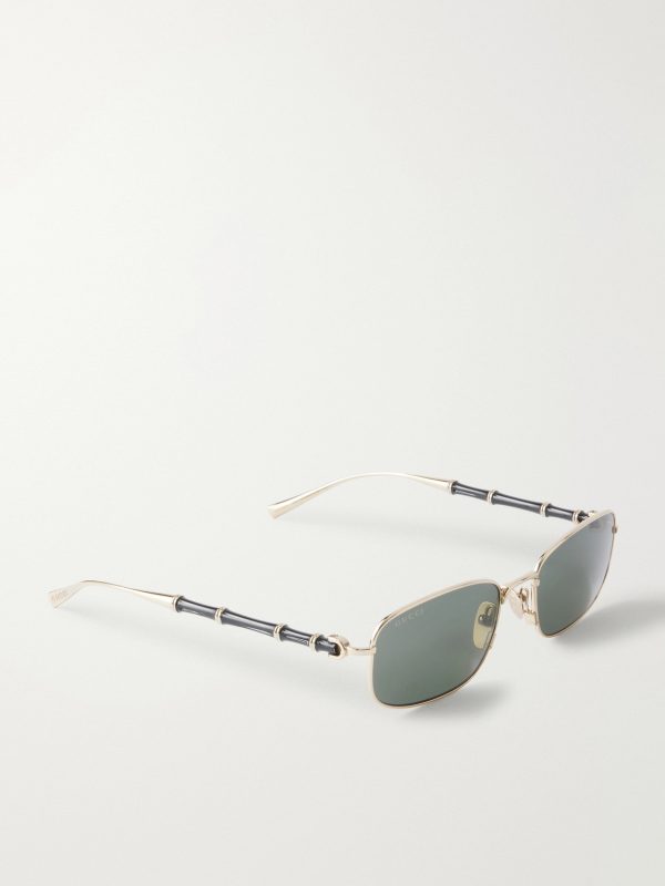Bamboo Square-Frame Gold-Tone and Acetate Sunglasses - FR Bamboo Square-Frame Gold-Tone and Acetate Sunglasses - FR