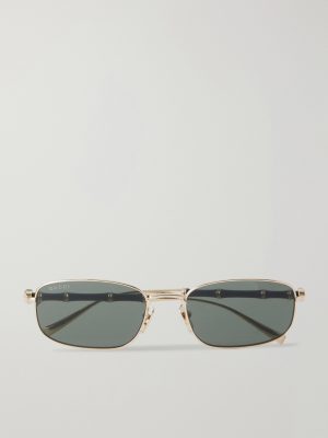 Bamboo Square-Frame Gold-Tone and Acetate Sunglasses