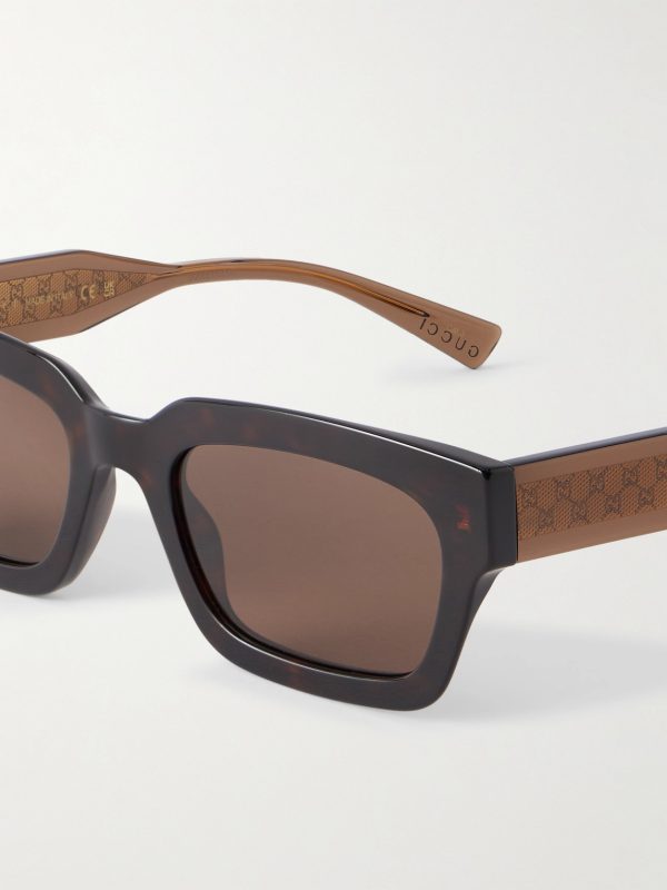 Square-Frame Tortoiseshell Acetate and Gold-Tone Sunglasses - CU