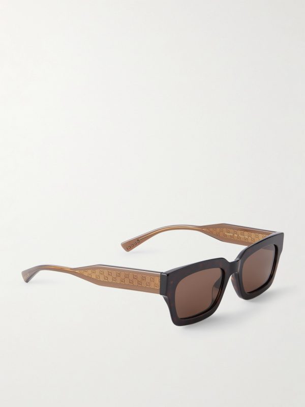 Square-Frame Tortoiseshell Acetate and Gold-Tone Sunglasses - FR
