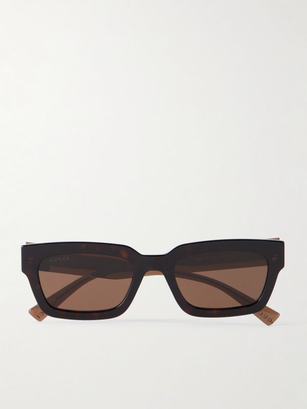 Square-Frame Tortoiseshell Acetate and Gold-Tone Sunglasses