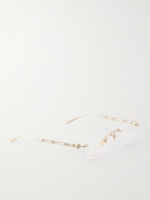 Bamboo Square-Frame Gold-Tone Glasses - FR Bamboo Square-Frame Gold-Tone Glasses - FR