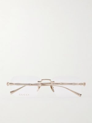 Bamboo Square-Frame Gold-Tone Glasses