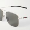 Aviator-Style Silver-Tone Sunglasses - CU