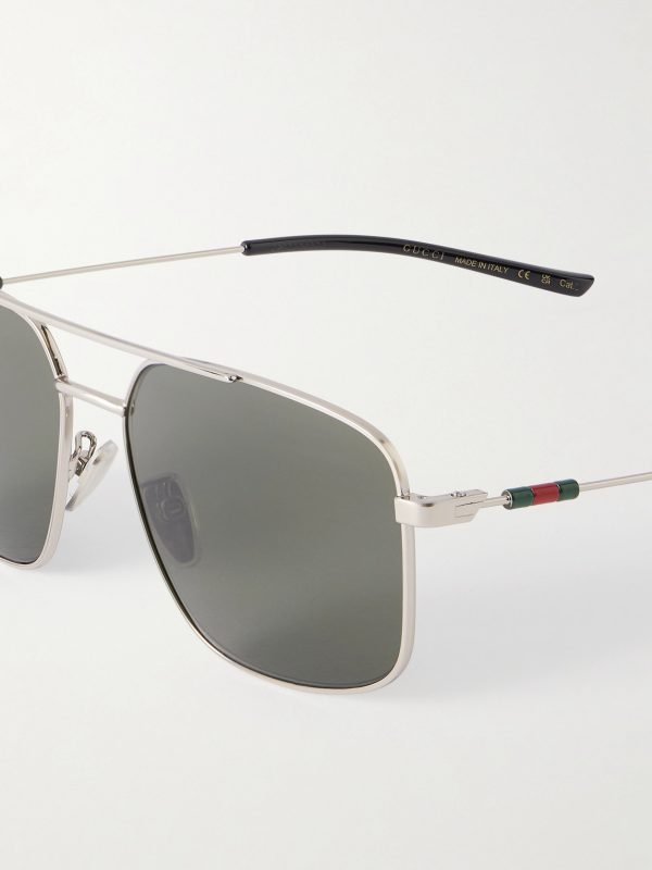 Aviator-Style Silver-Tone Sunglasses - CU