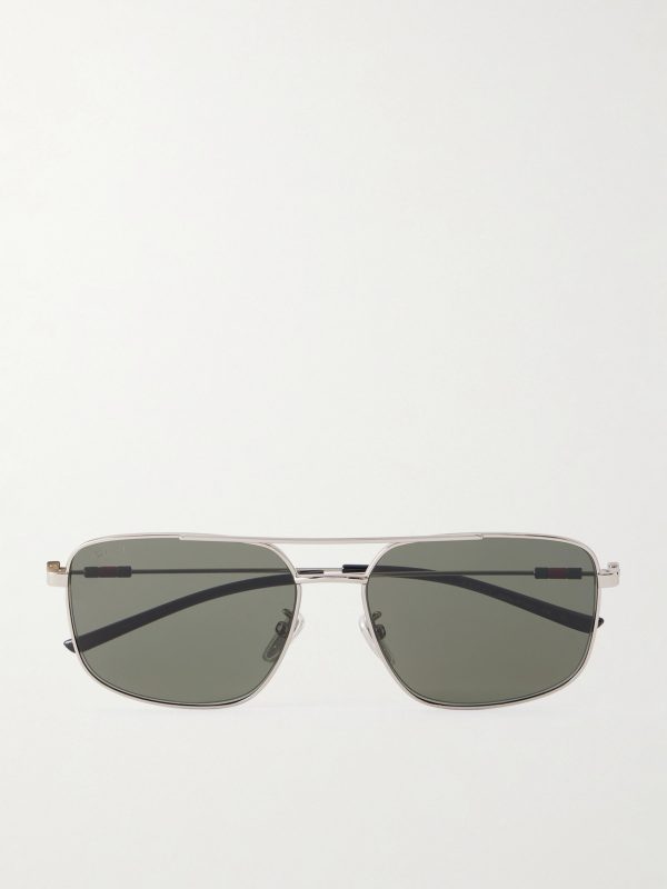 Aviator-Style Silver-Tone Sunglasses