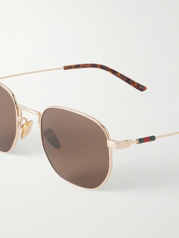 Round-Frame Gold-Tone Sunglasses - CU Round-Frame Gold-Tone Sunglasses - CU
