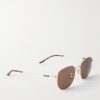 Round-Frame Gold-Tone Sunglasses - FR Round-Frame Gold-Tone Sunglasses - FR