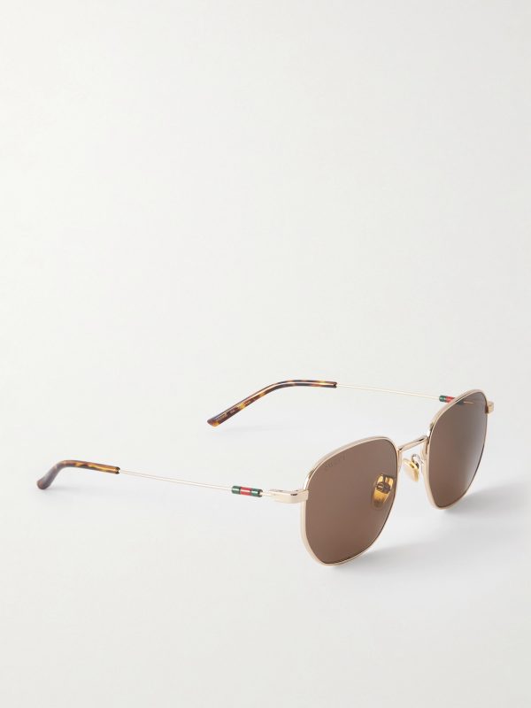 Round-Frame Gold-Tone Sunglasses - FR Round-Frame Gold-Tone Sunglasses - FR