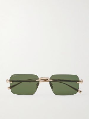 Bamboo Square-Frame Gold-Tone Sunglasses