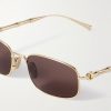 Bamboo Rectangular-Frame Gold-Tone Sunglasses - CU
